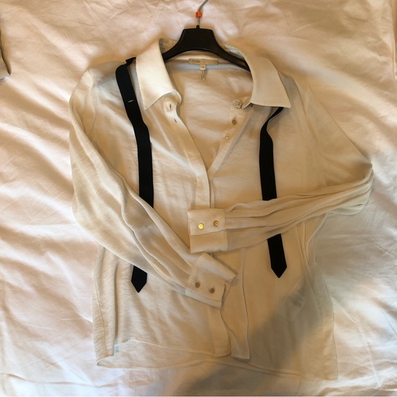 Maje Charline Button Down Top with Ribbon Tie - Picture 4 of 5